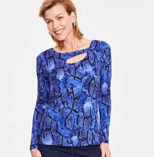 I.N.C. International Concepts Women Snakeskin-print Cutout Top